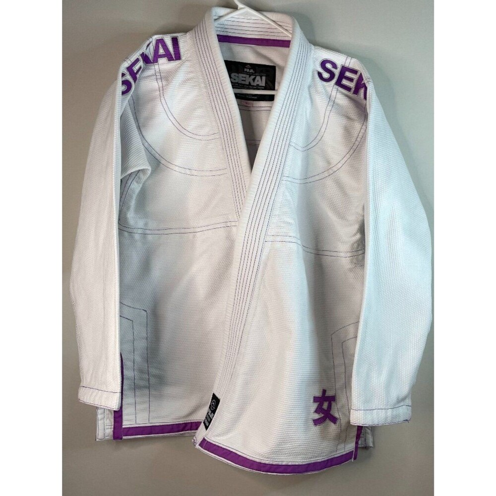 Fuji Sports Sekai Women’s BJJ Gi Kimono Top Size W2 White Purple (No Belt)